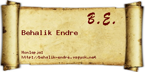 Behalik Endre névjegykártya